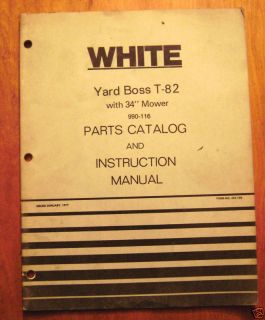 White Yard Boss T 82 Lawn Tractor Op Parts Manual Book