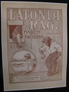 1903 Negro Black Americana Latonia Rag Horse Racing Poster Sign