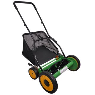 16in Classic Hand Push Reel Lawn Mower Grass Catcher 6 Adjustable