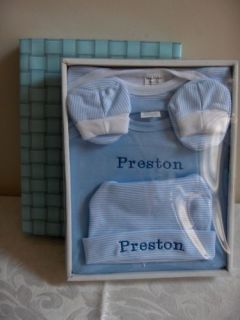 New Personalized 4pc Baby Layette Onesie Gift Set Blue