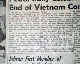 PARIS PEACE ACCORDS Vietnam War Ends w/ Russell KS Celebration 1973