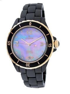 Le Chateau Black Ceramic Watch with Blue Mother of Pearl Face 5812