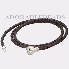 Authentic Chamilia Plum Braided Leather Wrap Bracelet 22 2
