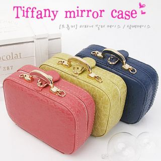 PU Leather Mirror Jewelry Box Cosmetic Cigarette Mini Bag Case Pouch