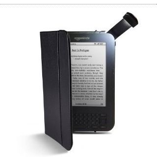  Black Leather Lighted Cover for Kindle 3 Kindle Keyboard