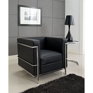 Midmod Le Corbusier LC2 Style Chair Black Leather