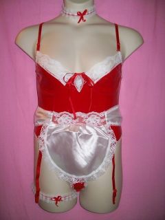 XTC Leather Red Patent Leather Maid Costume x Large