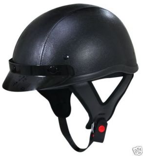 Dot Motorcycle Half Helmet Black Leather Lo Profile L