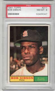 1961 Topps PSA 8 Bob Gibson 211 Hot RARE See My Other Cardinals Cards