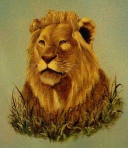 Signed R Smith African Lion Zodiac Leo Original Art