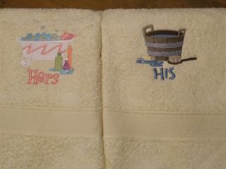 His Hers Bath Wash Tub Hand Towel Set Bride New Home RTS Ready to SHIP
