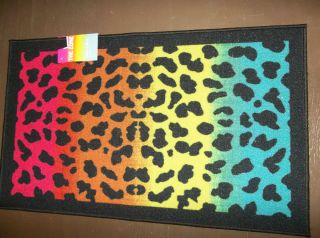 Rainbow Leopard Print Rug Girls Room 24 x 39 Cool Big Decor