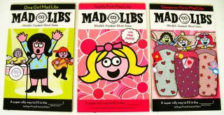 Lot 3 Mad Libs Sleepover DivaGirl Pink word game kids books fill in