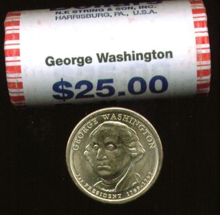 HEAD/TAIL~ 2007 D MINT GEORGE WASHINGTON $25 GOLD DOLLAR ROLL ~CHEAP