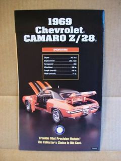 1969 Chevrolet Camaro Z 28 Franklin Mint Brochure