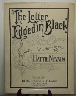 Vintage Sheet Music 1926 The Letter Edged in Black Hattie Nevada w