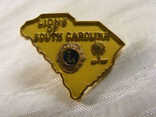 Vintage 1960s Lions Club South Carolina Pin Pinback