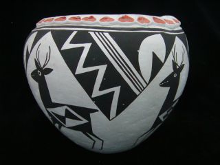 Native American Lucy M Lewis Signed Acoma Pueblo Pottery Bowl