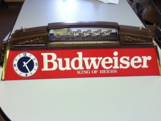 EJ9 BUDWEISER BEER SIGN POOL TABLE LICHT CLOCK LAMP LIGHTED CLYDESDALE