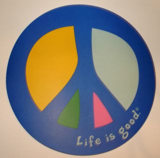 Life Is Good Sticker 4 Round Peace Sign Blue Yellow