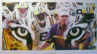 LSU Tigers Geaux Tigers 12 x 24 Poster Les Miles NCAA