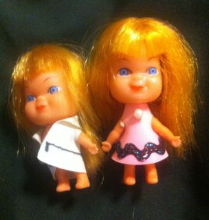 Liddle Kiddle Clone Doll Lot Rubber Marked Hong Kong Wearing Dresses