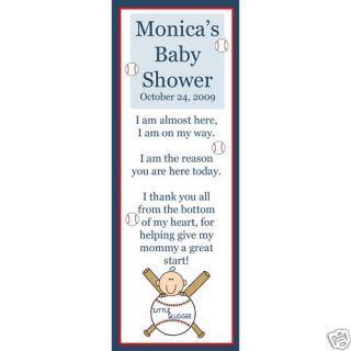 24 Baby Shower Bookmark Favors Baseball Little Slugger