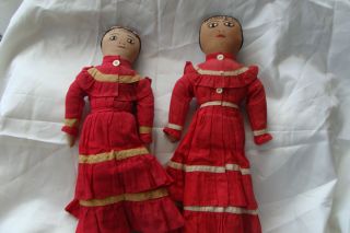 Native Indian Cloth Dolls Most Likely CHOCTAW Original Dresses