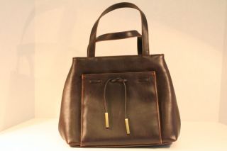 Liz Claiborne Villager Dark Brown Vinyl Womens Handbag Purse Used