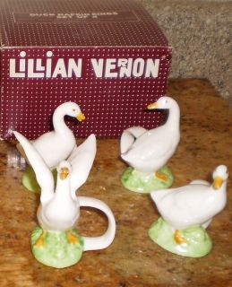Set of 4 Ceramic Duck Napkin Holders Lillian Vernon
