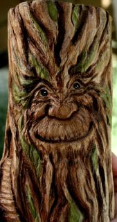 Gnome Home Greenman Wood Spirit OOAK Carving by Lisa Rogers