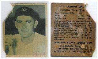 1948 Bowman Baseball 11 Johnny Lindell N Y Yankees