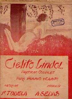 Couplet Cielito Lindo Illustrated Sheet Music 1925
