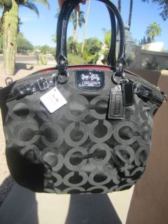 New Coach Madison Lindsey Black and Silver Gorgeous Handbag with Tags