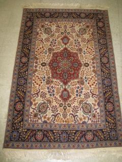 Knotted Area Rug Carpet Cream Purple Base Color Living Room