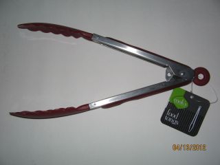 Nylon Tipped Food Tongs (Nonstick Locking Tongs) With Rubberized Grips