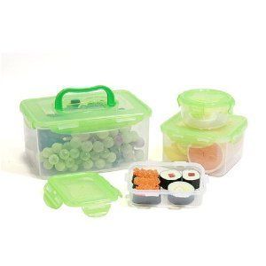 Lock Lock BPA Free 8 PC Picnic Lunch Box Food Storage Containers Green