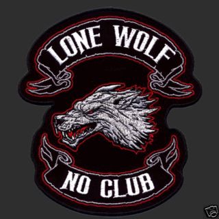 Lone Wolf No Club Biker Patch XXL Biker Patch
