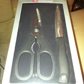 NIP Wusthof 2pc Utility Knife Shears Set Black
