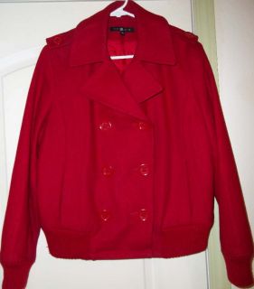 Todd Smith aka ll Cool J Designer Red Wool Blend Peacoat Jacket XL