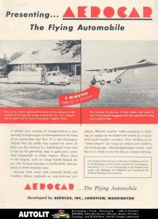 1953 Aerocar Flying Automobile Brochure Longview WA