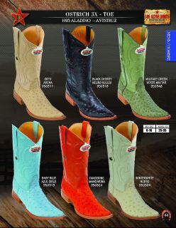 Los Altos 3X Toe Genuine Ostrich Mens Western Cowboy Boots Diff