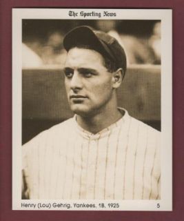 LOU GEHRIG 1925 Yankees SPORTING NEWS 1981 Conlon Collection limited