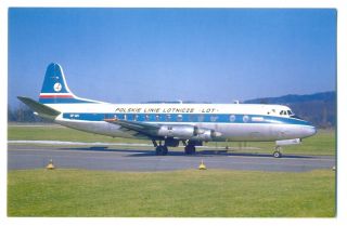Lot Polish Airlines Postcard Vickers Viscount 804