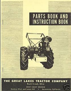 Great Lakes Chief Garden Tractor Manual 1946 1954 Instruction & Parts