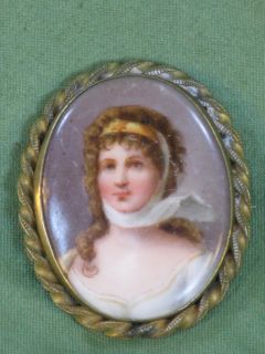 Queen Louise Prussia Handpainted Porcelain Plaque Broch