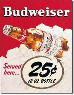 Tin Sign Vintage Advertising 25 cents Budweiser Beer Anheuser Busch