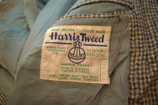 Mens Vintage 1970s 1980s Harris Tweed Wool Blazer Jacket Grey Navy