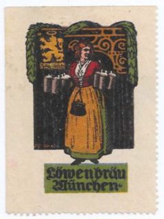 Poster Stamp German Munich Lowenbrau Beer