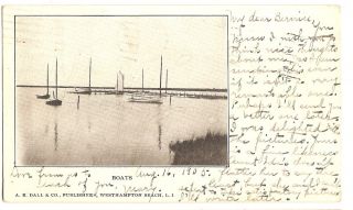 1905 Postcard Sailboats at Westhampton Beach Long Island Li NY